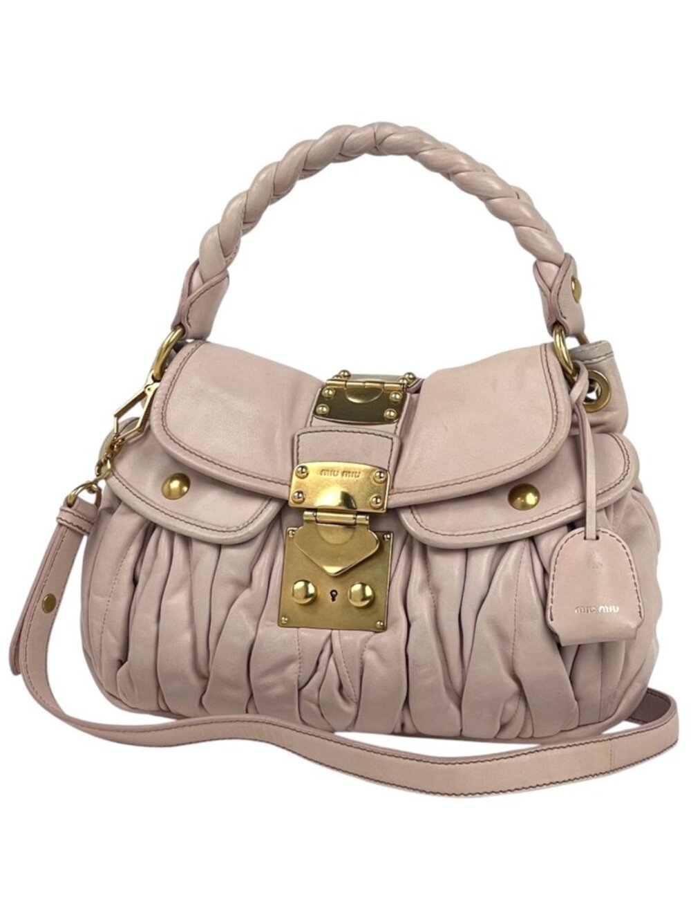 Miu Miu Handbag 2-Way Matelasse Leather Pink